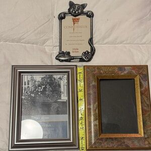 Cat-Themed Black and Silver Photo Frame